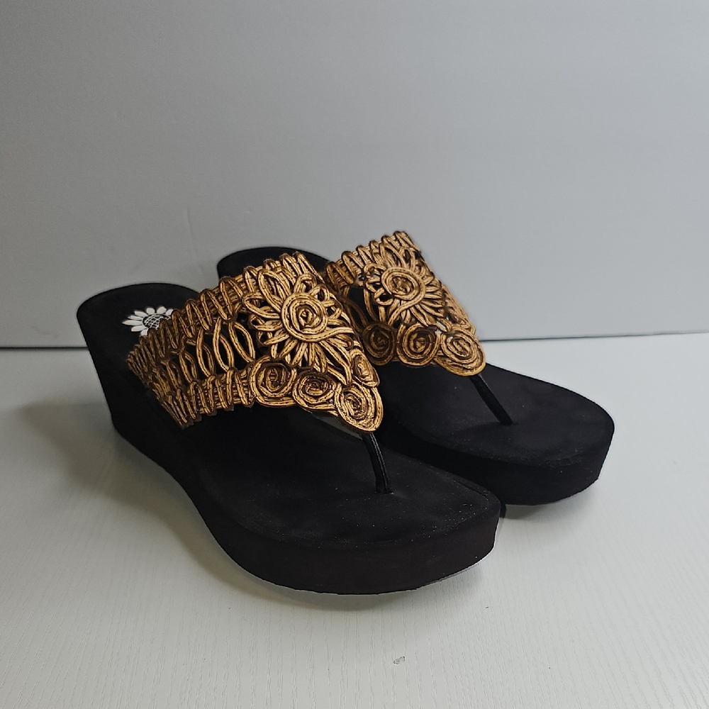 Chic Brown and Tan Wedge Sandals
